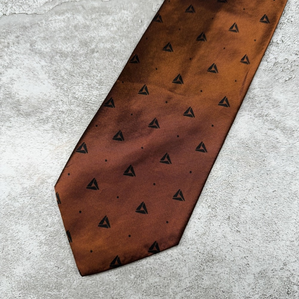 Rubinacci Silk Tie Mens One Size Bronze Geometric Made In Italy Necktie